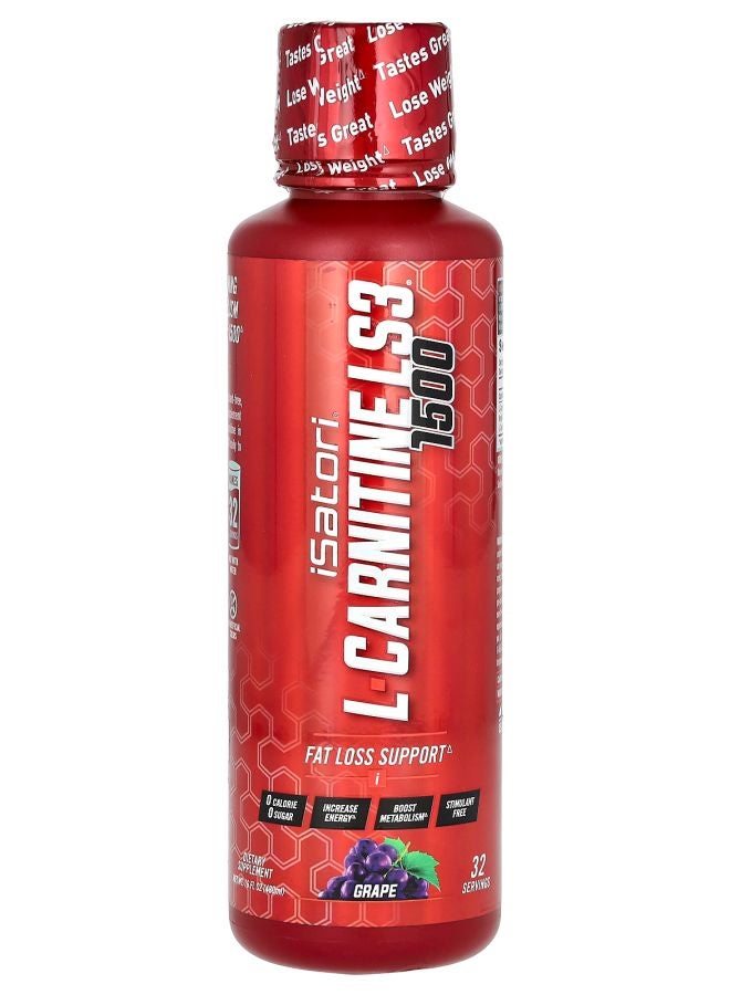 iSatori L-Carnitine LS3 1500 Grape 1500 mg 16 fl oz (480 ml) - Image 1