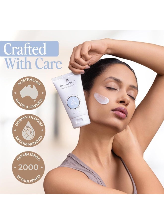 ديرما فايف ديرمافيف (Dermavive) منظف مرطب (120 مل) ولوشن مرطب (120 مل) – منظف لطيف للوجه خالٍ من الصابون + لوشن للوجه والجسم متوازن الحموضة (pH) للبشرة الجافة والحساسة. - Image 3