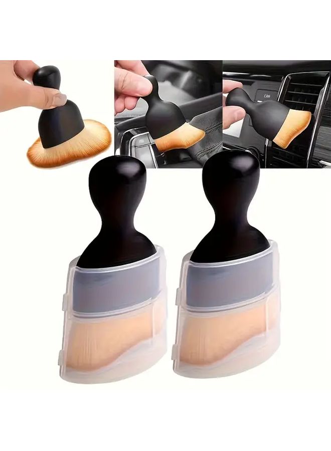 Black Car Detailing Brush Soft Bristles For Air Vents Crevices Interior Cleaning - Image 2