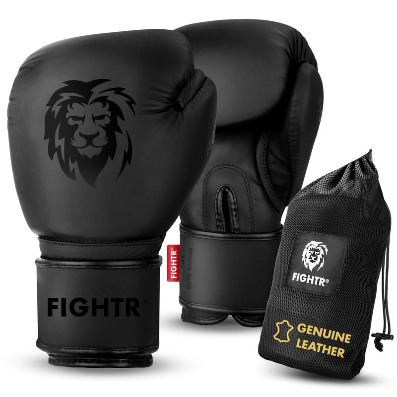 FIGHTR Pro Boxing Gloves Made of Genuine Leather Men and Women for Boxing MMA Muay Thai Kickboxing Martial Arts 10 12 14 16 oz incl Carrying Bag - Image 2