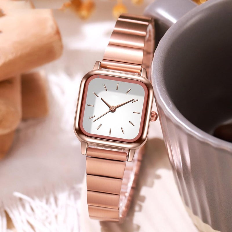 klarako Women Bracelet Watch, Fashionable Watch Alloy Strap Watch Luxurious Exquisite Texture Women Watch Waterproof Colorfast Smooth Touch for Women Student - Image 4