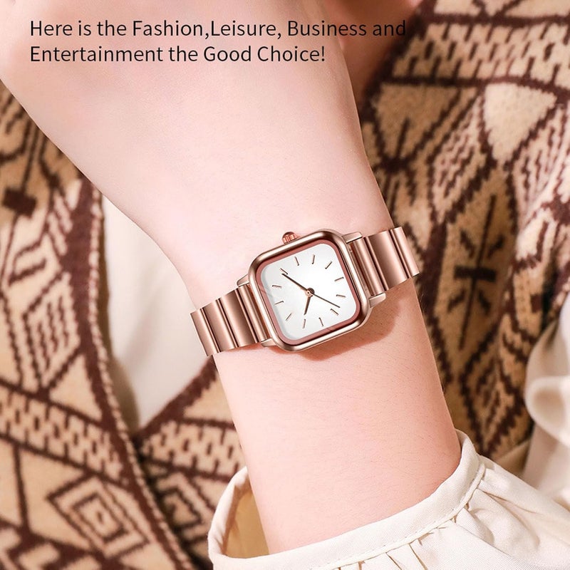 klarako Women Bracelet Watch, Fashionable Watch Alloy Strap Watch Luxurious Exquisite Texture Women Watch Waterproof Colorfast Smooth Touch for Women Student - Image 2
