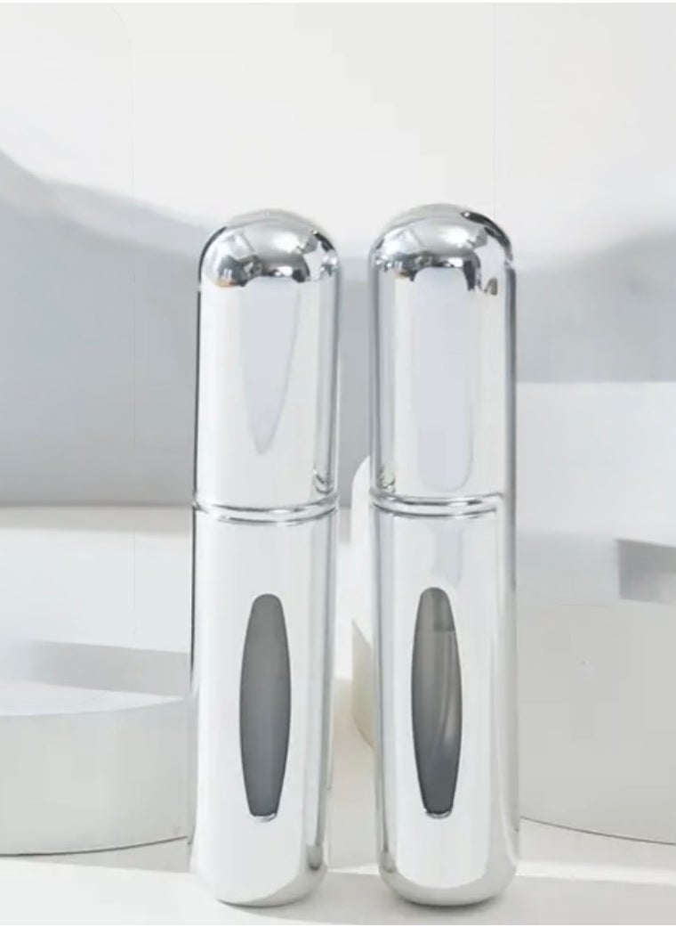 CleanWave - The Pure Effect Mini Perfume Atomizer Spray Bottles – 2-Pack Refillable Travel Size (5ml) in Silver Gray – Leak-Proof, Portable Scent Pump for Purse, Pocket, Travel & Daily Use - Refillable Atomizer Spray  - Image 1