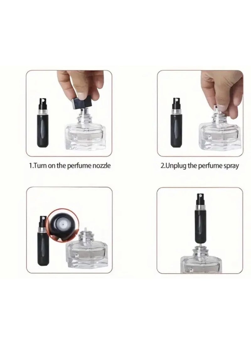 CleanWave - The Pure Effect Mini Perfume Atomizer Spray Bottles – 2-Pack Refillable Travel Size (5ml) in Silver Gray – Leak-Proof, Portable Scent Pump for Purse, Pocket, Travel & Daily Use - Refillable Atomizer Spray  - Image 4