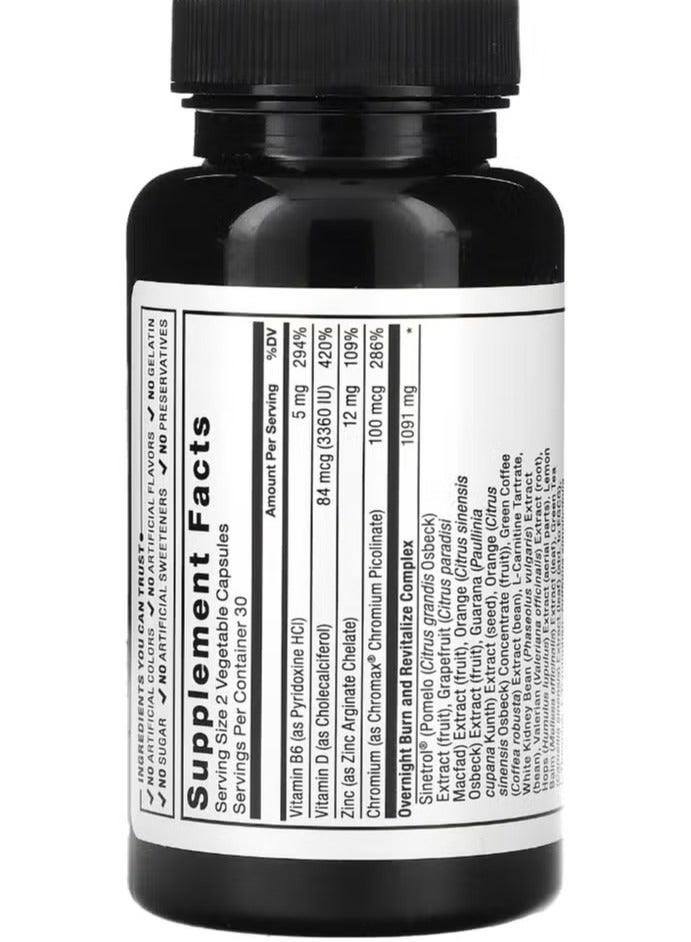 Force Factor Nighttime Fat Burner 60 Veggie Capsules - Image 2