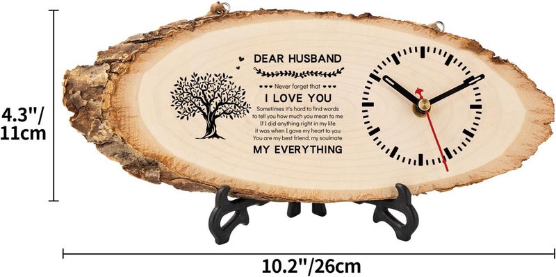 BeauGift Gifts for Huaband, Christmas Wooden Clock Gift for Husband from Wife, Anniversary Clock Gift Birthday Present Valentine's Day Fathers Day for Him Office Home Decor - Image 3