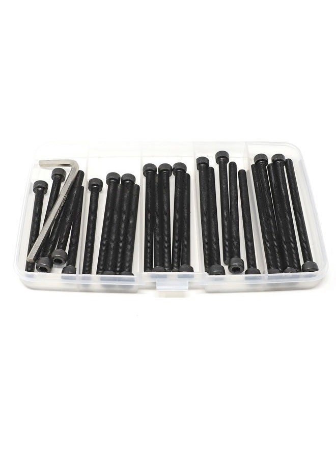 iExcell 25 Pcs 12.9 Grade M5 x 60mm/65mm/70mm/75mm/80mm Thread Pitch 0.8 mm Alloy Steel Hex Socket Head Cap Screws Bolts Assortment Kit, Black Oxide Finish - Image 2