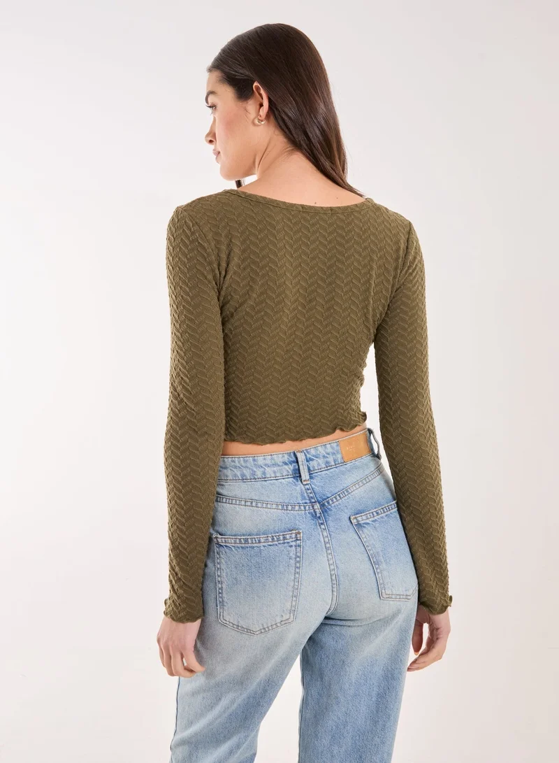 Pink Vanilla Zig Zag Jersey Long Sleeve Top