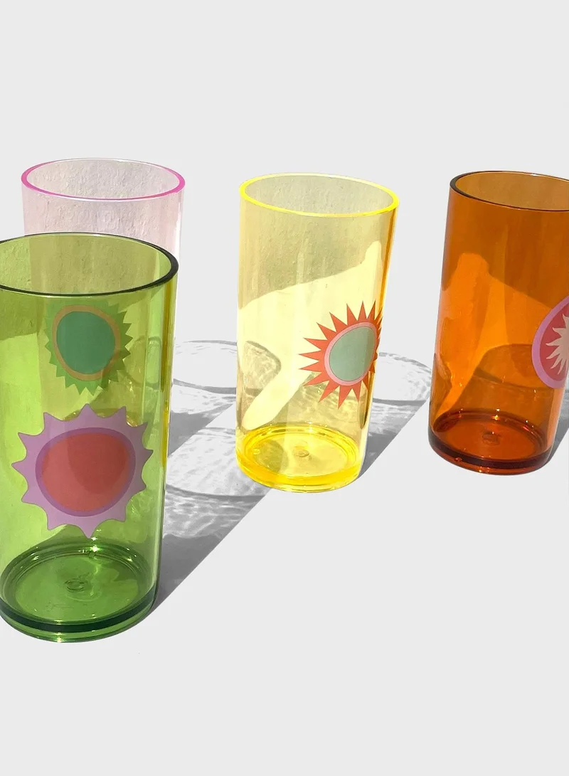 SUNNY LIFE Poolside Tall Tumbler Rio Sun Multi Set Of 4