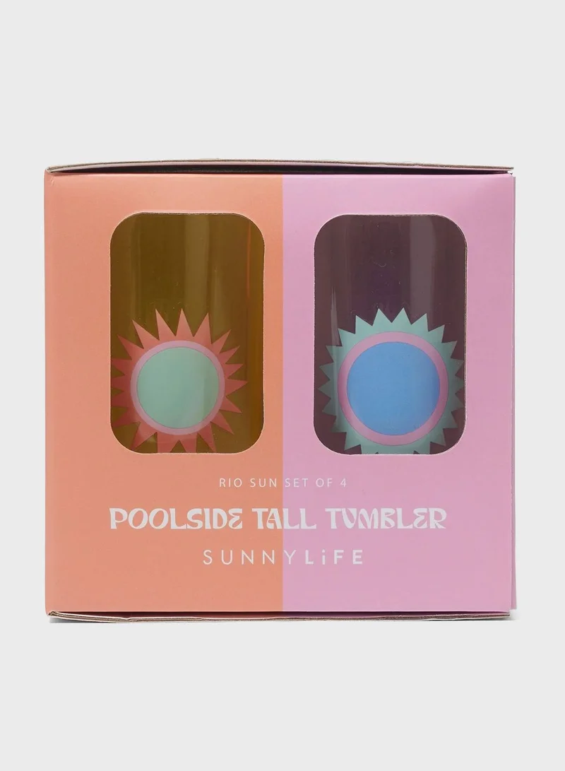 SUNNY LIFE Poolside Tall Tumbler Rio Sun Multi Set Of 4