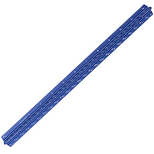 Hutou 12" Architectural Scale Ruler Aluminum Architect Scale Triangular Scale Ruler for Architects, Draftsman, Students and Engineers, Blue - Image 2