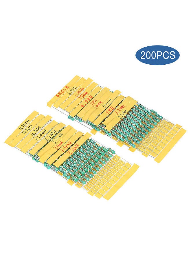 Generic - 200Pcs φ0510 DIP Chromatic Ring Inductor Assortment Kit Set Tolerance ±10% Power 1W 20 Inductance 1/10/100/2.2/22/220/3.3/33/330/4.7/47/470/6.8/680/15/150μH 1/2.2/3.3/4.7MH - Image 1