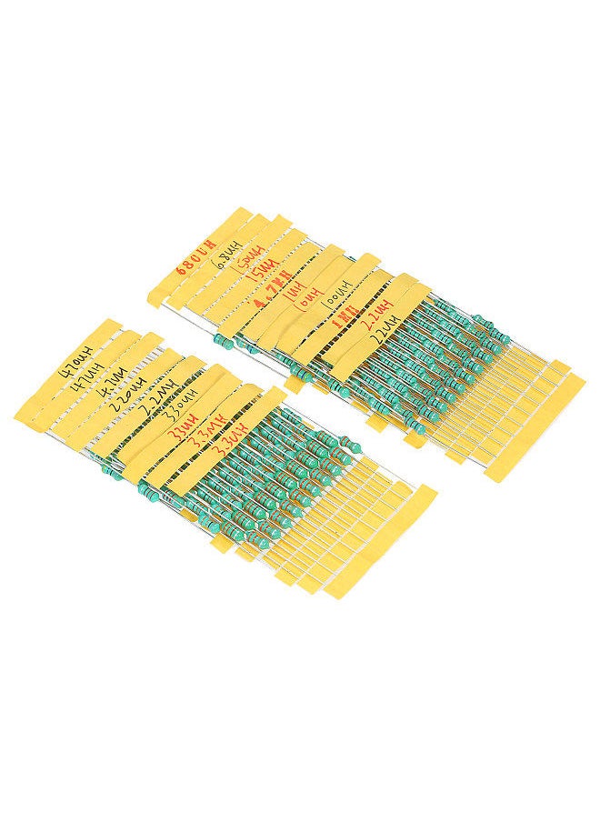 Generic - 200Pcs φ0510 DIP Chromatic Ring Inductor Assortment Kit Set Tolerance ±10% Power 1W 20 Inductance 1/10/100/2.2/22/220/3.3/33/330/4.7/47/470/6.8/680/15/150μH 1/2.2/3.3/4.7MH - Image 1