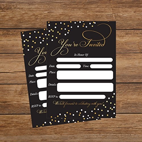 Hadley Designs 50 Fill In Invitations, Black Wedding Invitations, Bridal Shower Invitations, Rehearsal Dinner, Dinner Invite, Baby Shower, Bachelorette Party Invites, Engagement, Sweet 16, Graduation - Image 2