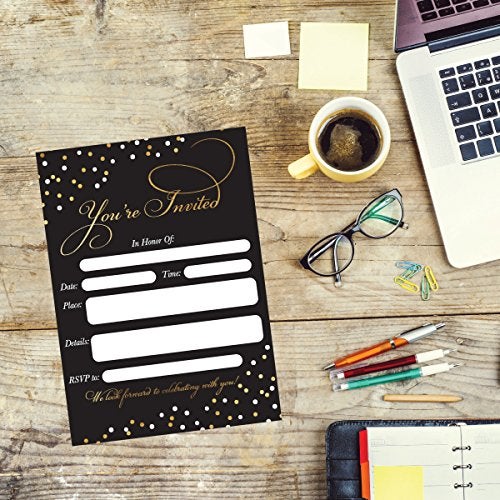 Hadley Designs 50 Fill In Invitations, Black Wedding Invitations, Bridal Shower Invitations, Rehearsal Dinner, Dinner Invite, Baby Shower, Bachelorette Party Invites, Engagement, Sweet 16, Graduation - Image 4