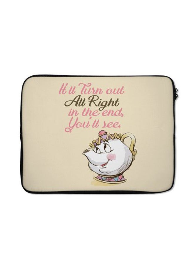 LIT It'll Turn Out All Right Quote Printed Laptop Sleeve - Image 1