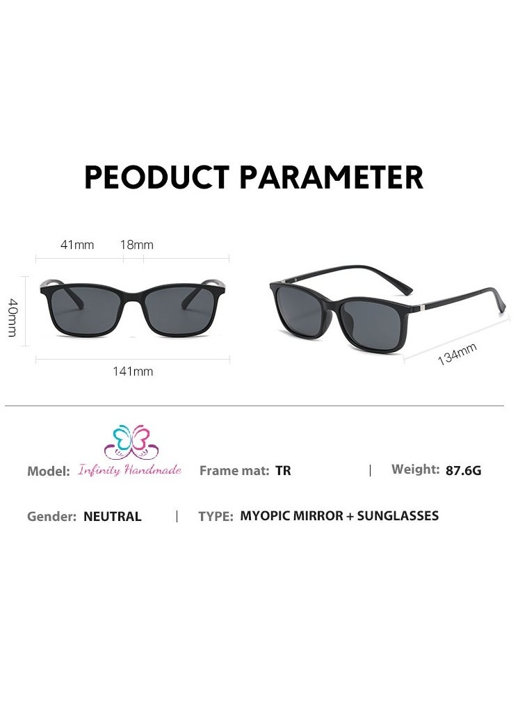 Generic - Unisex sunglasses featuring a TR90 base frame with four magnetic replacement lenses in various colors, polarized sunglasses, superior UV400 protection, and an elegant leather case, perfect for a special gift. Exclusively from INFINITYHANDMADE. - Image 1