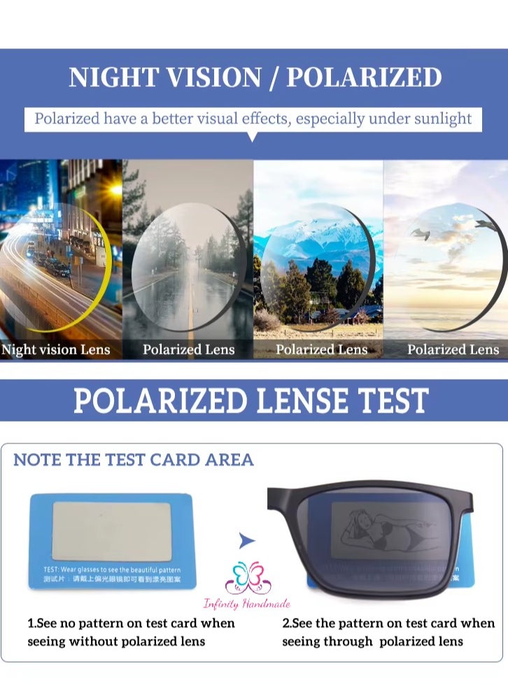 Generic - Unisex sunglasses featuring a TR90 base frame with four magnetic replacement lenses in various colors, polarized sunglasses, superior UV400 protection, and an elegant leather case, perfect for a special gift. Exclusively from INFINITYHANDMADE. - Image 1