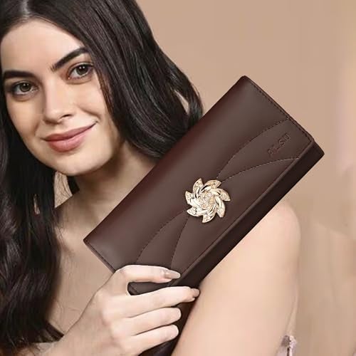ALSU Women's Wallet |Ladies Purse| Clutch Vegan Leather | Phone Pocket | 4 Card Pocket (Brown) - Image 2