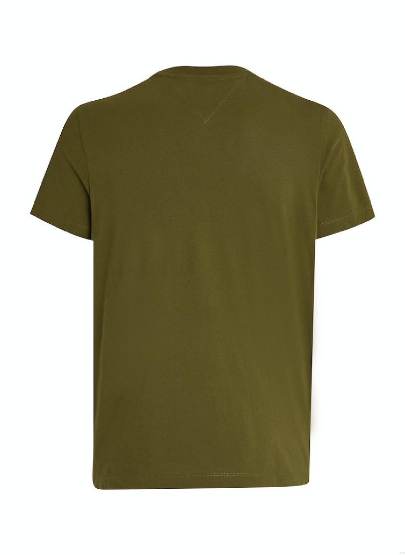 TOMMY HILFIGER Men's Chest Stripe Monotype T-Shirt -  Cotton, Green  - Image 4
