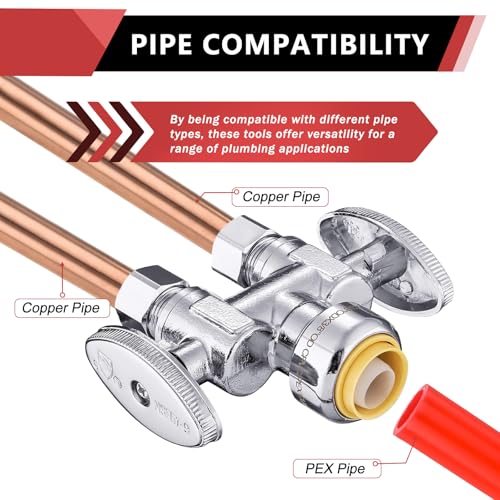 EFIELD (Pack of 5) EFIELD Push Fit 1/2" x Dual 3/8" OD Compression Straight Stop Valve, 1/4 Turn with a Disconnect Clip Tool,(PF-VALVE039-5PCS) - Image 4
