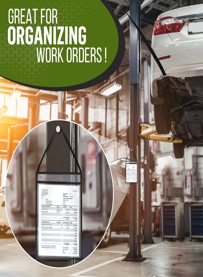 JUZARI 20 Pack Job Ticket Holders 9x12 with Strap - Permit Holder for Documents - Hanging Shop Ticket Holders - Work Order Plastic Sleeves - Dry Erase Pockets Sleeves Mechanic & Automotive Work Order Sleeve - Image 3