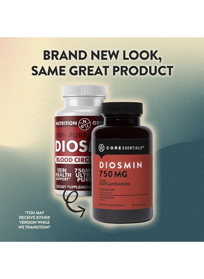 NGL Pure Diosmin 750 mg - Citrus Bioflavonoids for Blood Circulation, Leg Veins Health, Purity Guarantee 90 Capsules - Image 1
