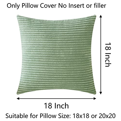 Demetex Green Pillow Covers 18x18 Christmas Decorative Throw Pillows for Couch Soft Corduroy Accent Pillow Covers for Living Room Sofa Bed, Set of 2, 18 x 18 inch, Sage Green - Image 2