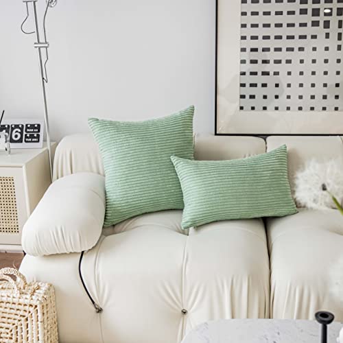 Demetex Green Pillow Covers 18x18 Christmas Decorative Throw Pillows for Couch Soft Corduroy Accent Pillow Covers for Living Room Sofa Bed, Set of 2, 18 x 18 inch, Sage Green - Image 4