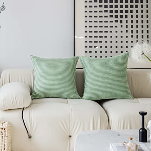 Demetex Green Pillow Covers 18x18 Christmas Decorative Throw Pillows for Couch Soft Corduroy Accent Pillow Covers for Living Room Sofa Bed, Set of 2, 18 x 18 inch, Sage Green - Image 5
