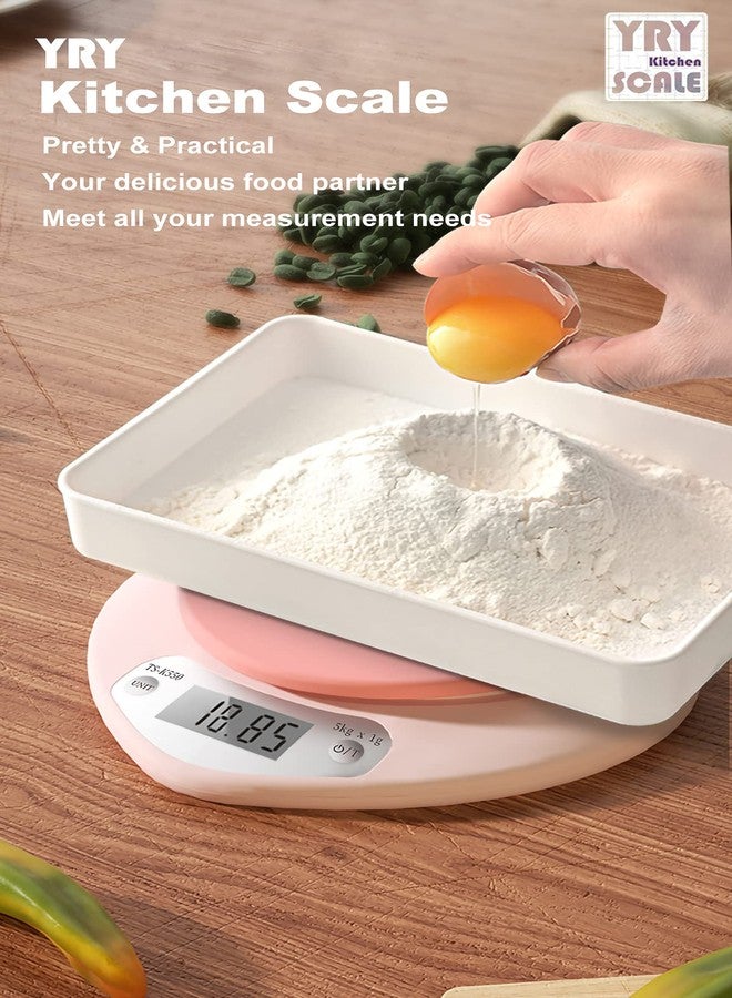 YRY Pink Kitchen Scale - Large LCD, Tare Function, 11 lbs Capacity, 0.03 oz Precise Graduation - Perfect Food Scale for Baking & Cooking, ML & Oz Unit for Liquids and Solids (Pink 5kg/1g) - Image 5
