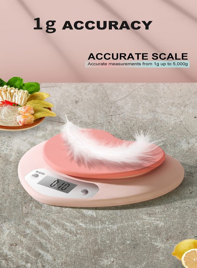 YRY Pink Kitchen Scale - Large LCD, Tare Function, 11 lbs Capacity, 0.03 oz Precise Graduation - Perfect Food Scale for Baking & Cooking, ML & Oz Unit for Liquids and Solids (Pink 5kg/1g) - Image 4