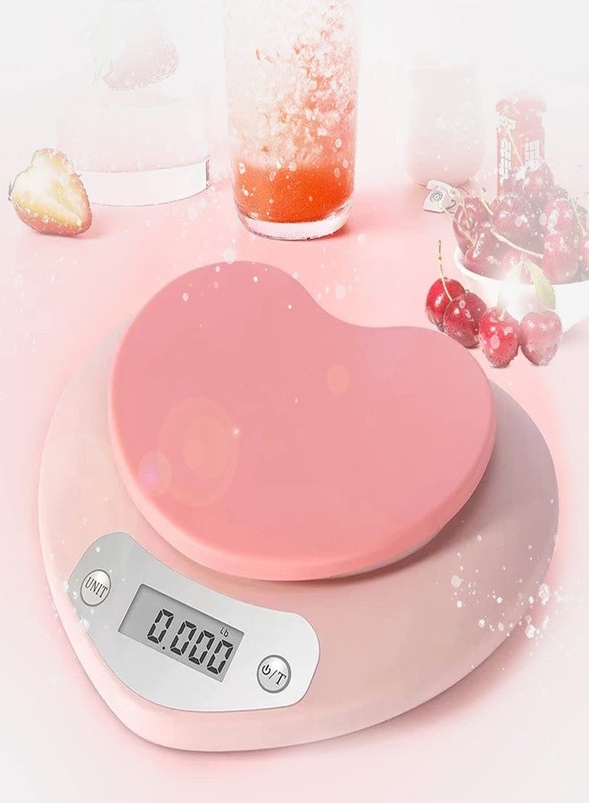 YRY Pink Kitchen Scale - Large LCD, Tare Function, 11 lbs Capacity, 0.03 oz Precise Graduation - Perfect Food Scale for Baking & Cooking, ML & Oz Unit for Liquids and Solids (Pink 5kg/1g) - Image 1