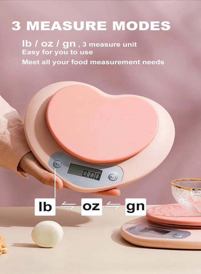 YRY Pink Kitchen Scale - Large LCD, Tare Function, 11 lbs Capacity, 0.03 oz Precise Graduation - Perfect Food Scale for Baking & Cooking, ML & Oz Unit for Liquids and Solids (Pink 5kg/1g) - Image 3