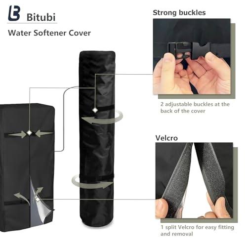 Bitubi 2Pcs Water Softener Cover, Outdoor Softener Tank/Filter Cover + Brine Tank Cover,Upgraded Top with Adjustable Transparent PVC Window, All Weather Protection, Black - Image 5