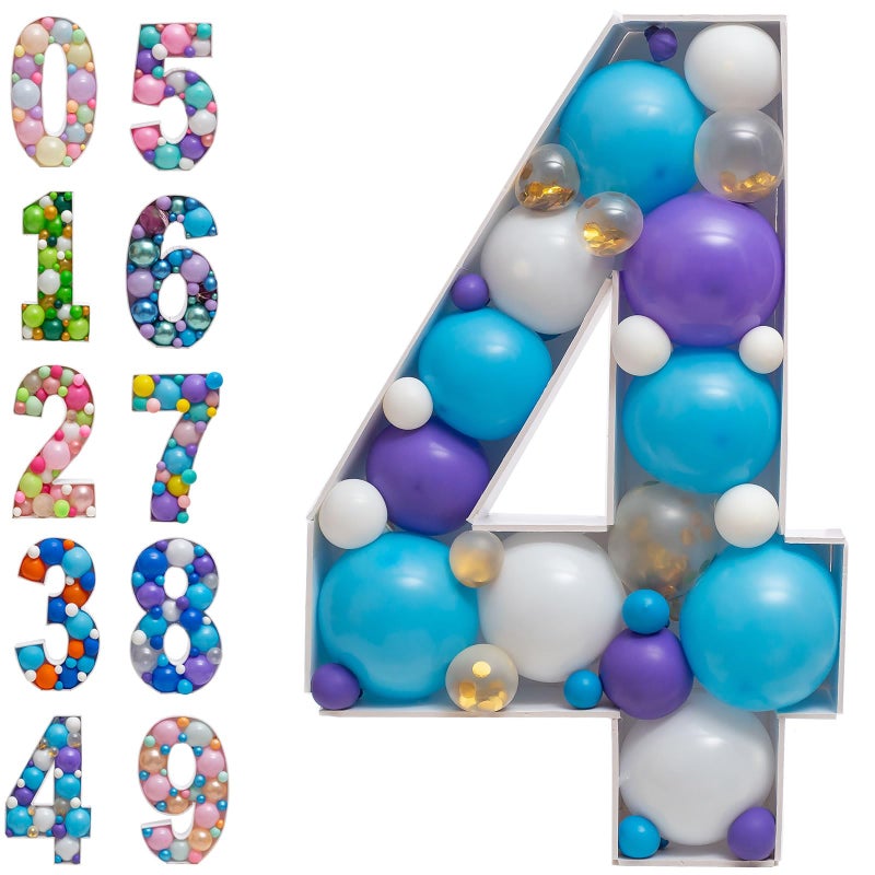 JoyBox Design Mosaic Balloon Frame Numbers 4 PreCut Large Foam Board Sign Cutout for Boy Girl Birthday Backdrop Anniversary Decoration - Image 2
