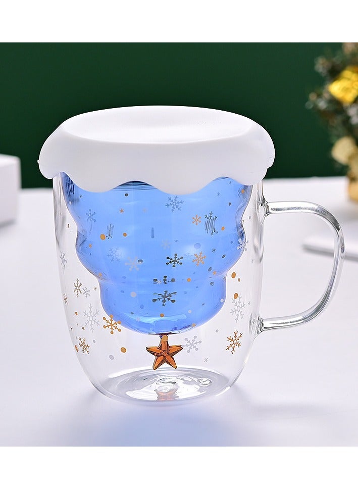 Double Layer Insulated Christmas Cup With Lid Coffee Cup High Borosilicate Glass Cup Wholesale High Temperature Resistant And High Aesthetic Glass Cup  - Image 1