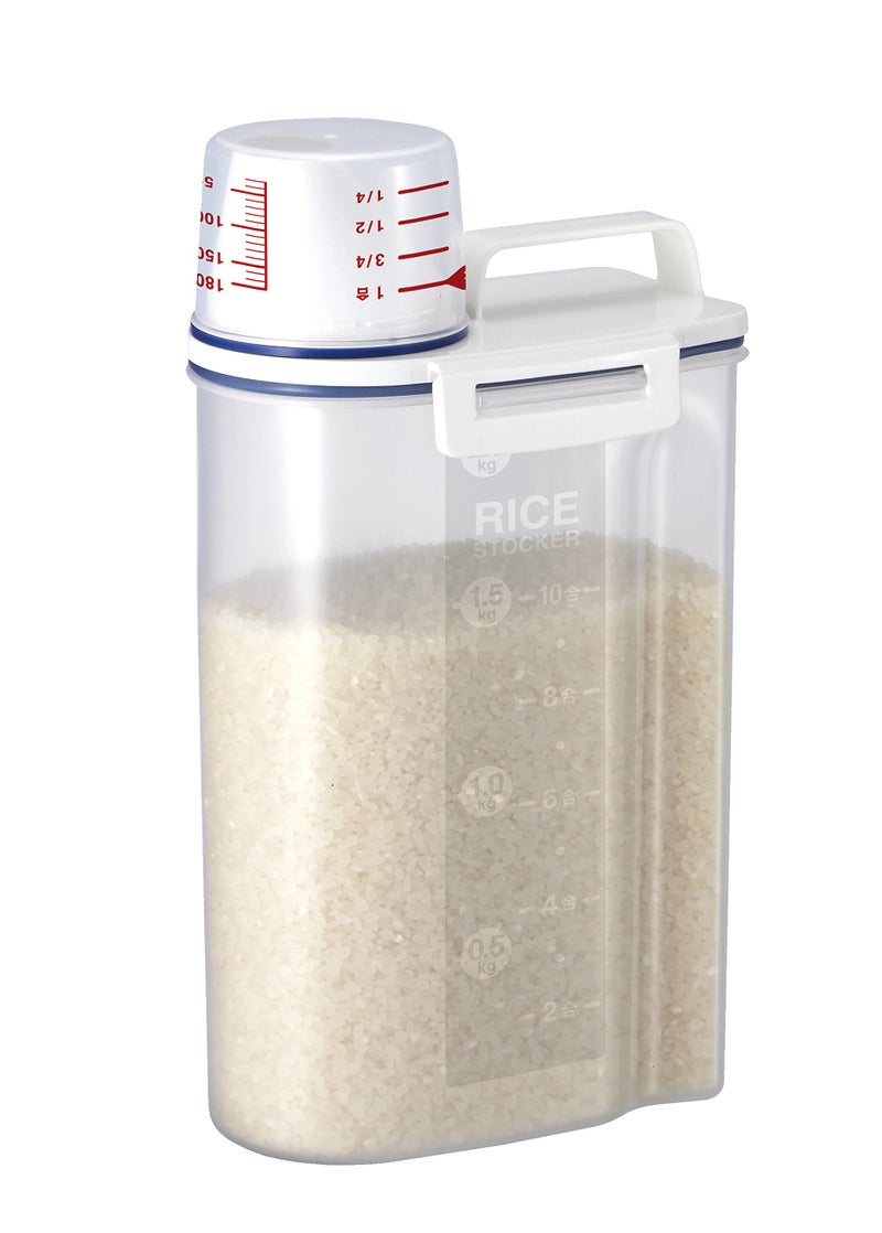 Asvel 7509 Rice Container Bin with Pour Spout Plastic Clear 2KG - Image 1