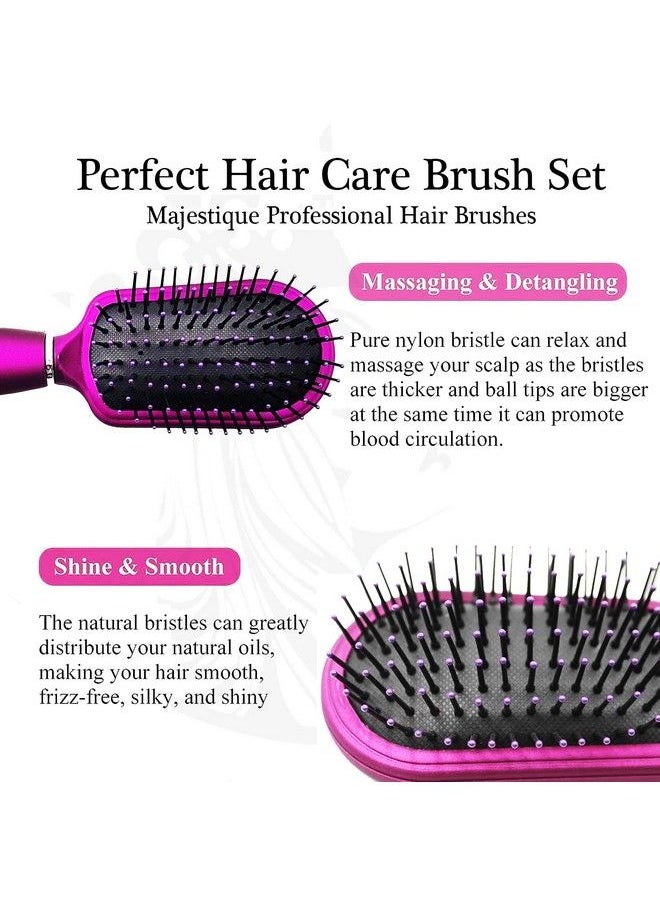 MAJESTIQUE Hair Brush Set Detangler Brush Large Round Hair Brush For Blow Drying And Vent Blow Brush For Hair Hair Brushes For Women (Purple/Black)  - Image 5