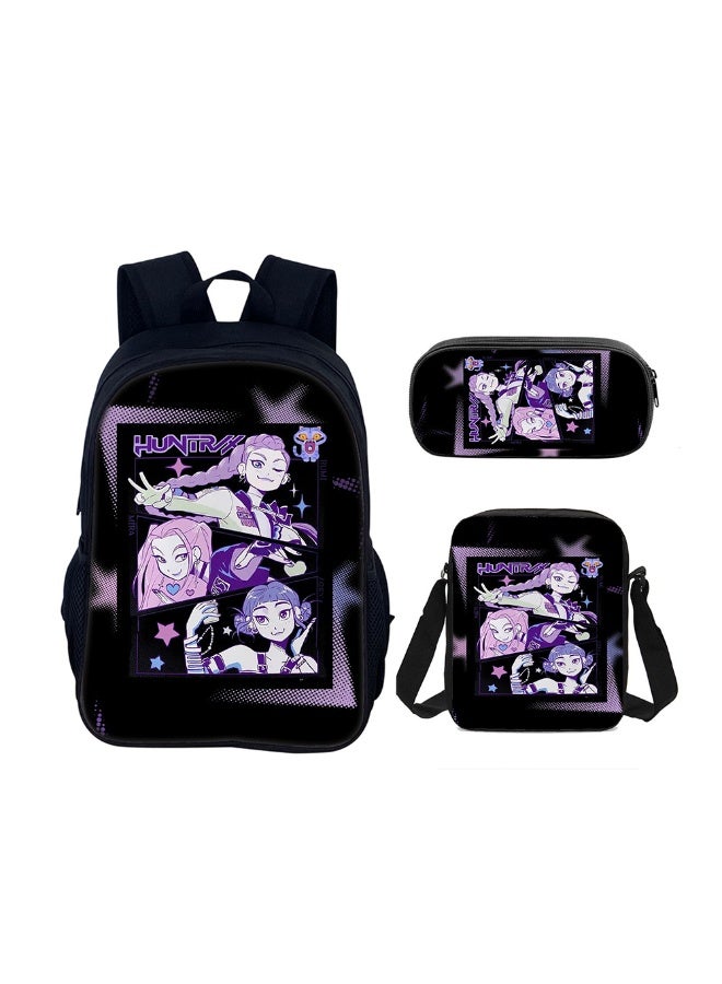 general KPop Demon Hunters backpack pencil case satchel three-piece suit men and women leisure sports travel backpack student school backpack - Image 1