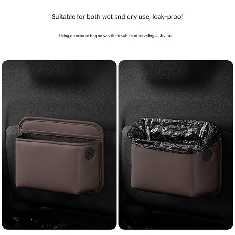 Leather Automotive Trash Can Bin with Leakproof and Easy Features for Car Cabin Organization Quick Install Leather Car Trash Can Featuring Leakproof Design Storage Box Large Capacity and - Image 5