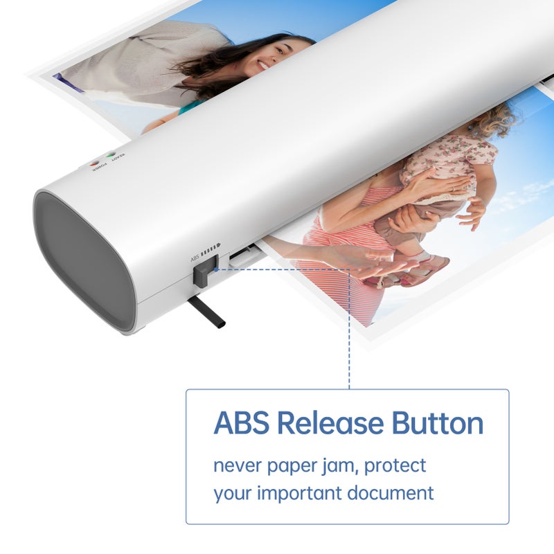 A4 Laminating Machine 9 inches Thermal Laminator Machine Desktop Hot and Cold Lamination 2 Roller System 230mm Entry Width Quick Warm-up Suitable for A4/A5/A6 Laminating Pouches for Home Office - Image 4