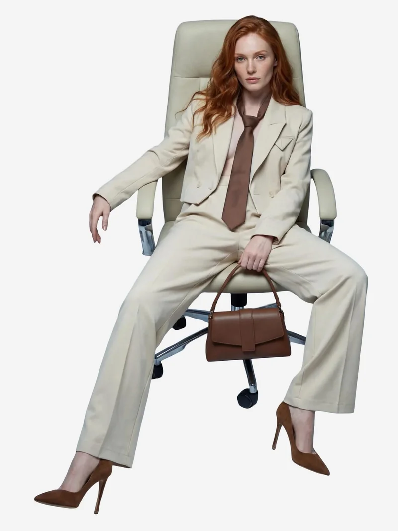 MY FASHION Buttoned Jacket and Pleated Pants Two-Piece Set