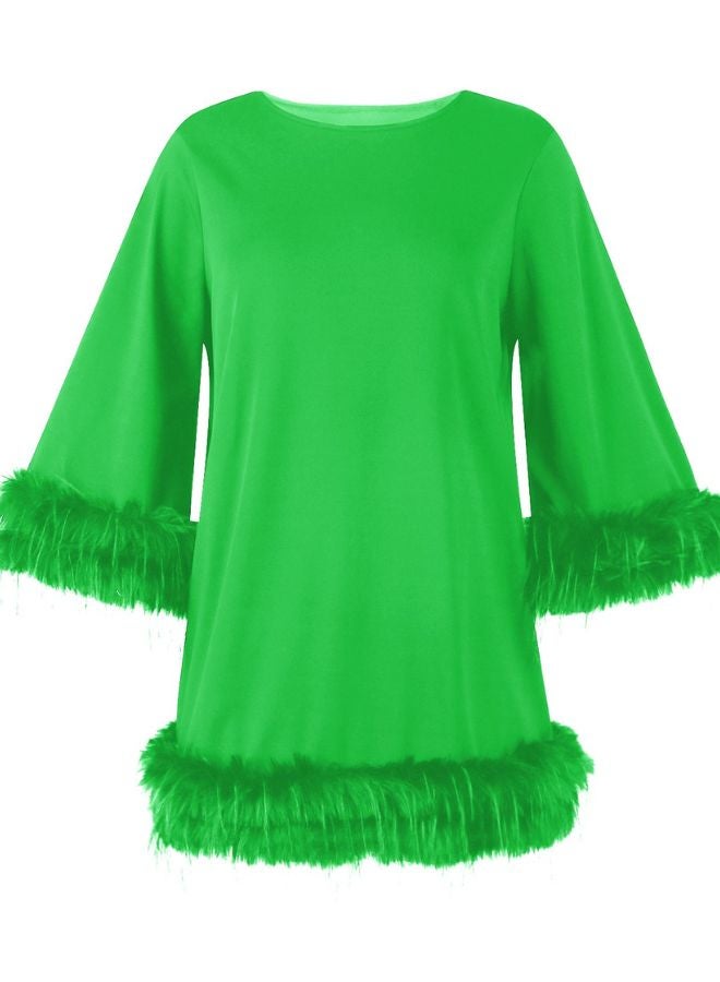 Tepveisoy Women's casual dress fashion solid color round neck panelled casual skirt  - Image 4