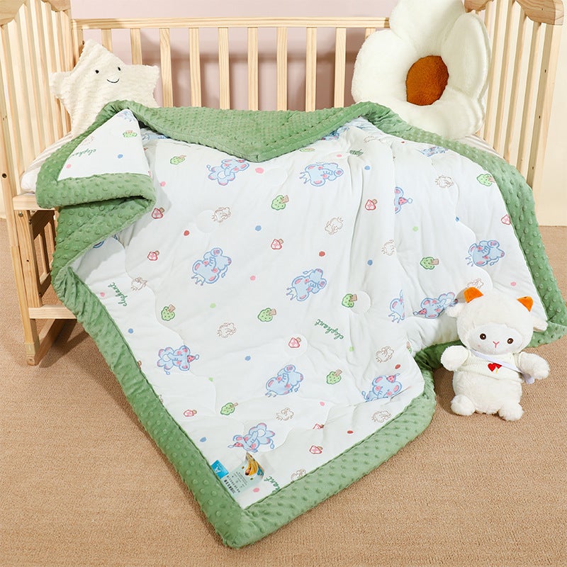 Kindergarten Childrens Beanie Cartoon Printed Blanket Machine Washable Kick-proof Quilt Four Seasons Baby Products crown elephant