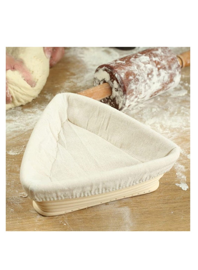 KASTWAVE 6.3 Inch Triangle Bread Proofing Basket with Cloth Liner, Natural Rattan Sourdough Bread Baking Supplies for Bakers, Professionals, Home Bakers  - Image 5