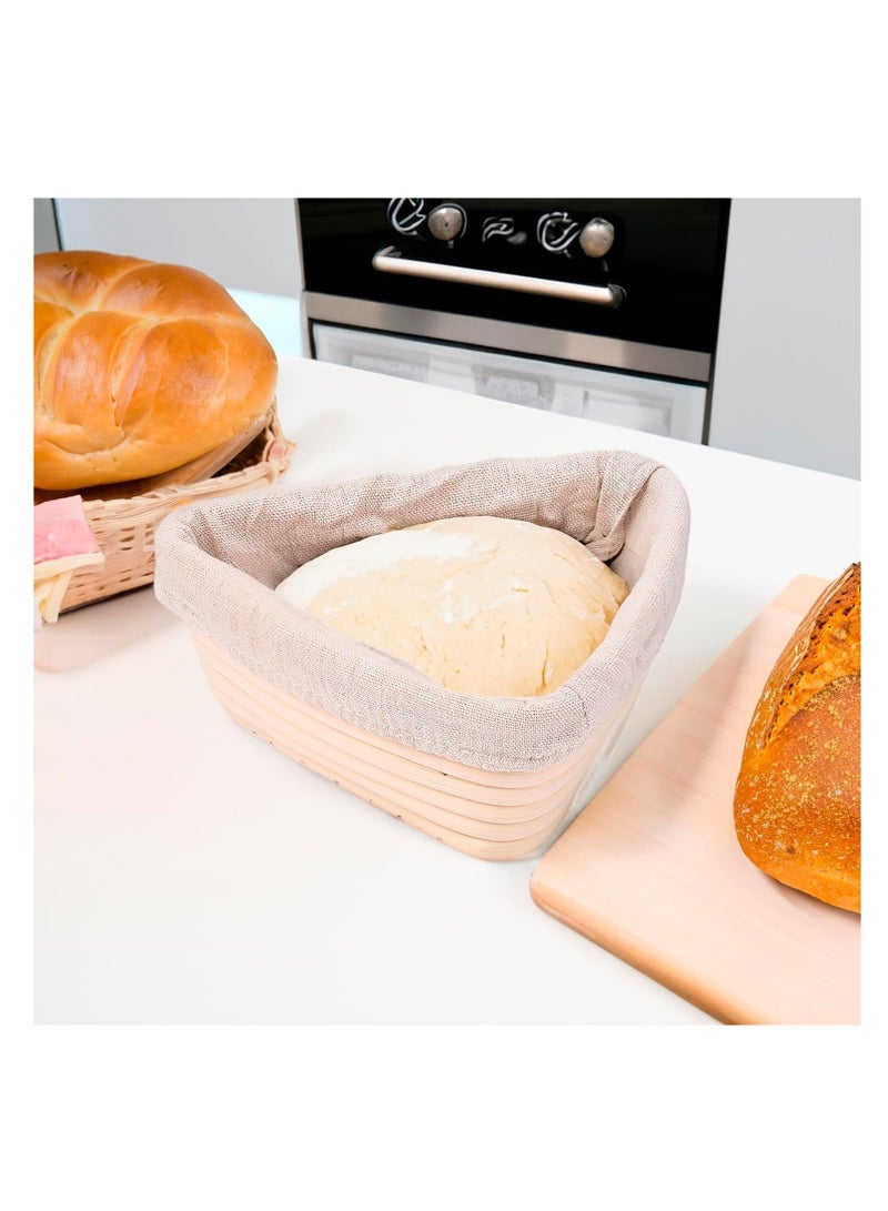 KASTWAVE 6.3 Inch Triangle Bread Proofing Basket with Cloth Liner, Natural Rattan Sourdough Bread Baking Supplies for Bakers, Professionals, Home Bakers  - Image 2