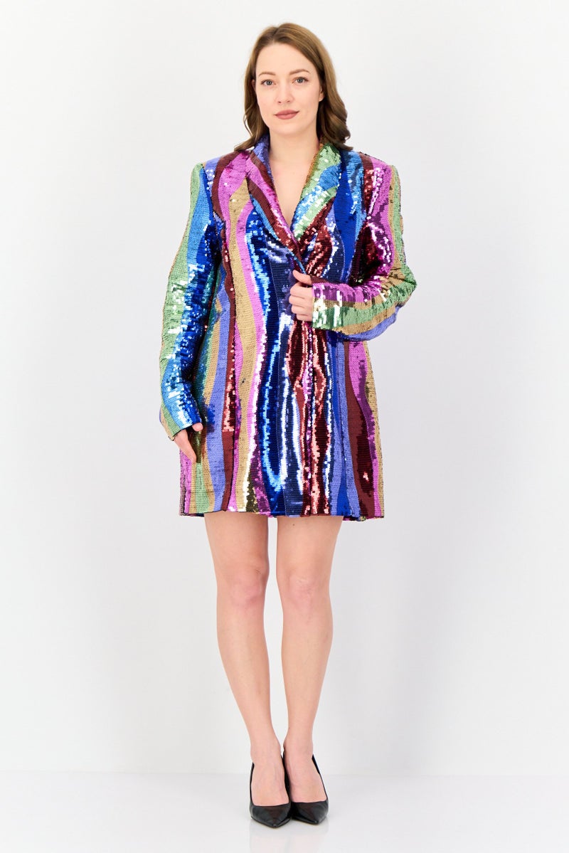 RIVER ISLAND Women Petite Sequins Mini Dress, Multicolor - Image 3