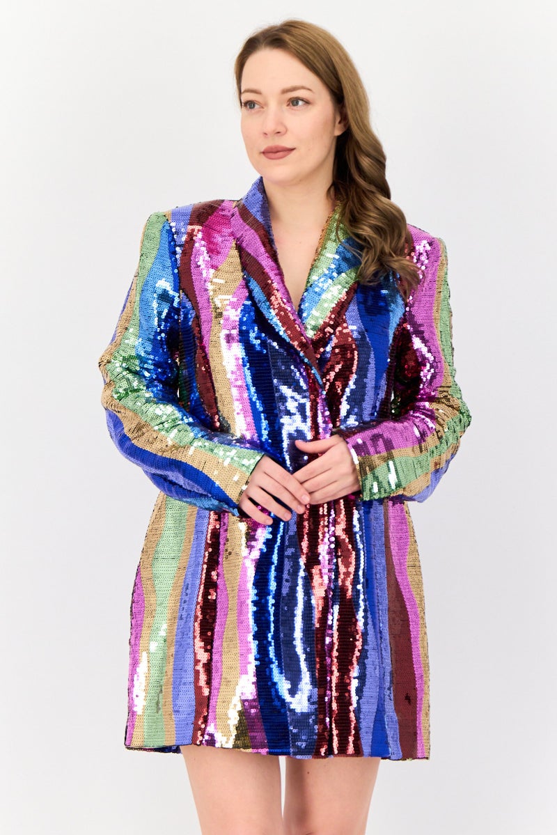 RIVER ISLAND Women Petite Sequins Mini Dress, Multicolor - Image 1