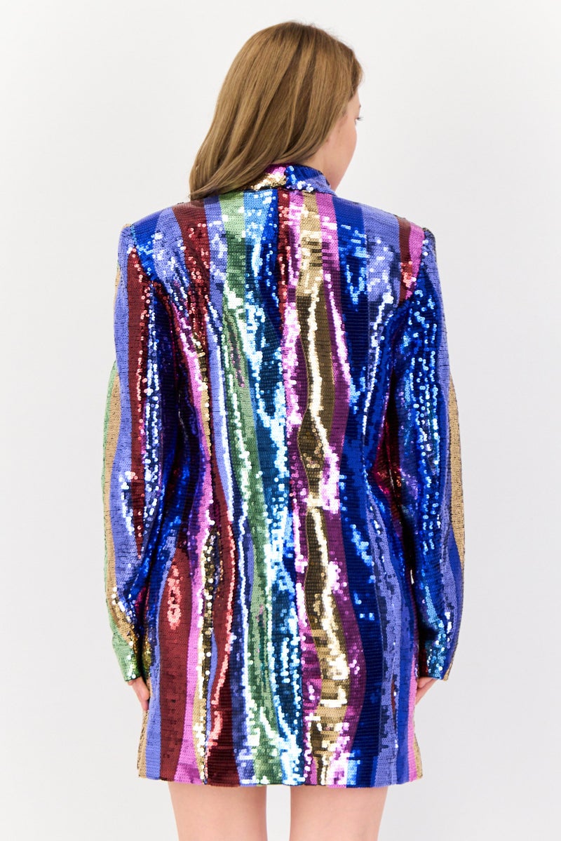 RIVER ISLAND Women Petite Sequins Mini Dress, Multicolor - Image 4